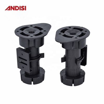 調節可能なキッチンキャビネット レベルアップ 脚 黒 仕上げ 100-190MM 高さ PP ABS 素材