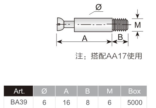 10mm カムボルトとM6 ドウェル 家具のコネクタ