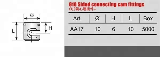 安全 固定 家具 サイド ノックダウン カム コネクタ 10mm ロック エクセンティック カム
